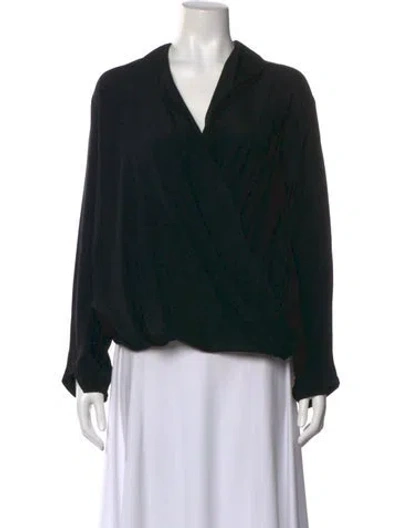 Pre-owned Zero + Maria Cornejo Silk V-neck Blouse In Black
