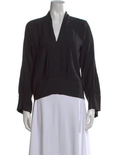 Pre-owned Zero + Maria Cornejo Silk V-neck Blouse In Black