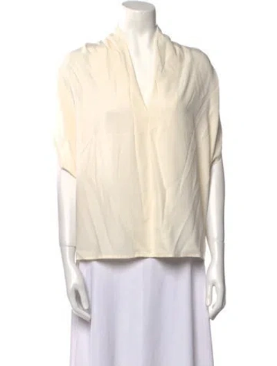 Pre-owned Zero + Maria Cornejo Silk V-neck Blouse In Neutral