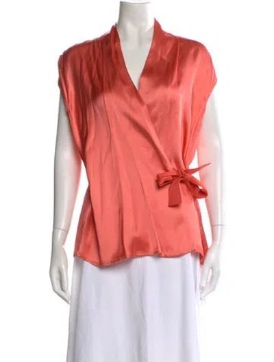 Pre-owned Zero + Maria Cornejo Silk V-neck Blouse In Pink