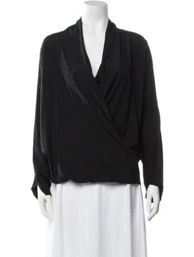 Pre-owned Zero + Maria Cornejo Silk V-neck Blouse W/ Tags In Black