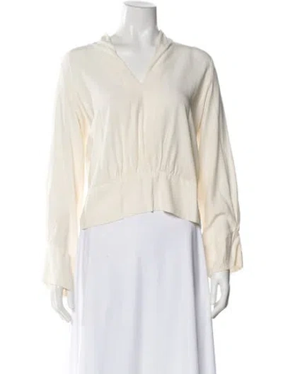 Pre-owned Zero + Maria Cornejo Silk V-neck Blouse In White