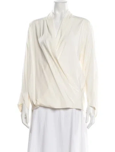 Pre-owned Zero + Maria Cornejo Silk V-neck Blouse In White