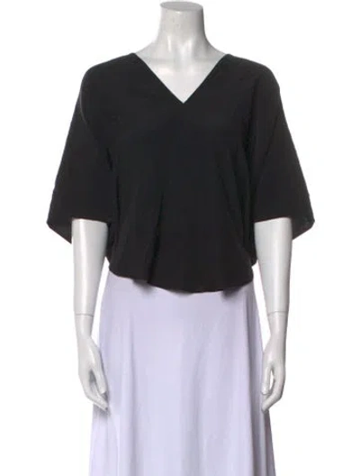 Pre-owned Zero + Maria Cornejo Silk V-neck Crop Top In Black