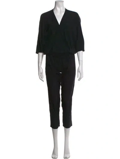 Pre-owned Zero + Maria Cornejo Silk V-neck Jumpsuit In Black