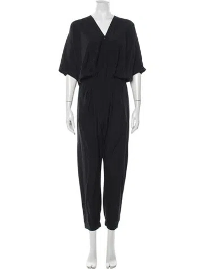 Pre-owned Zero + Maria Cornejo Silk V-neck Jumpsuit In Blue