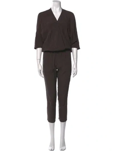 Pre-owned Zero + Maria Cornejo Silk V-neck Jumpsuit In Gray