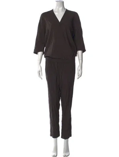 Pre-owned Zero + Maria Cornejo Silk V-neck Jumpsuit In Grey