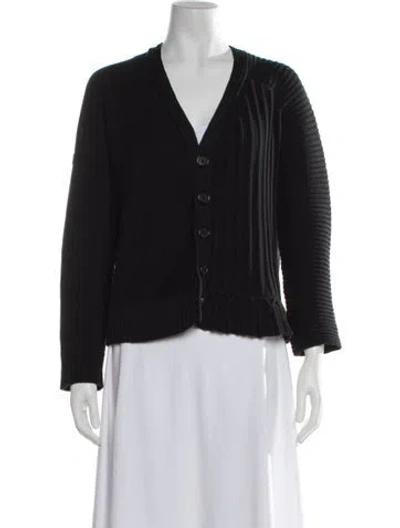 Pre-owned Zero + Maria Cornejo Silk V-neck Sweater In Black