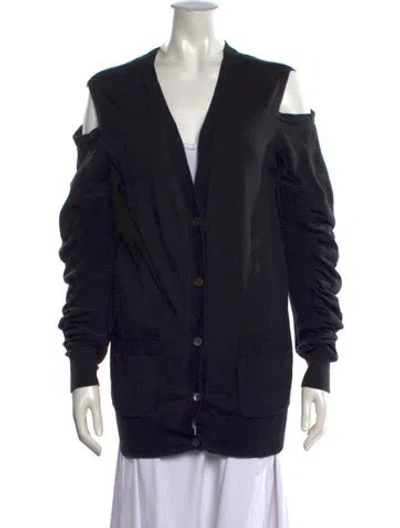 Pre-owned Zero + Maria Cornejo Silk V-neck Sweater In Black