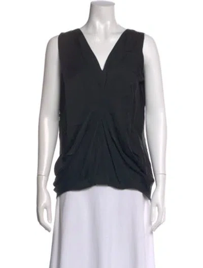 Pre-owned Zero + Maria Cornejo Silk V-neck Top In Black