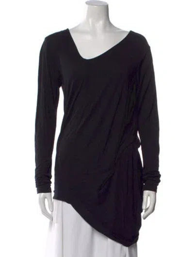Pre-owned Zero + Maria Cornejo Silk V-neck Top In Black