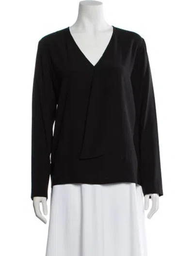 Pre-owned Zero + Maria Cornejo Silk V-neck Top In Black
