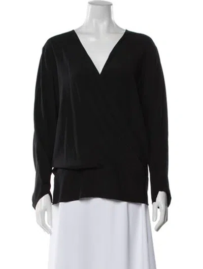 Pre-owned Zero + Maria Cornejo Silk V-neck Top In Black