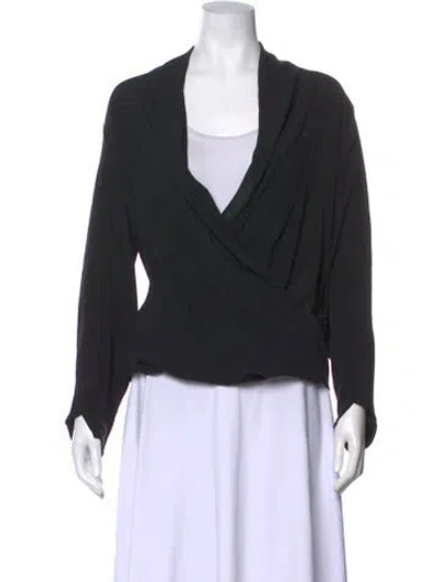 Pre-owned Zero + Maria Cornejo Silk V-neck Top In Black