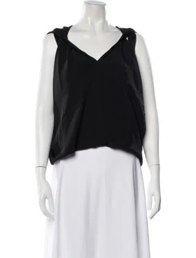 Pre-owned Zero + Maria Cornejo Silk V-neck Top In Black