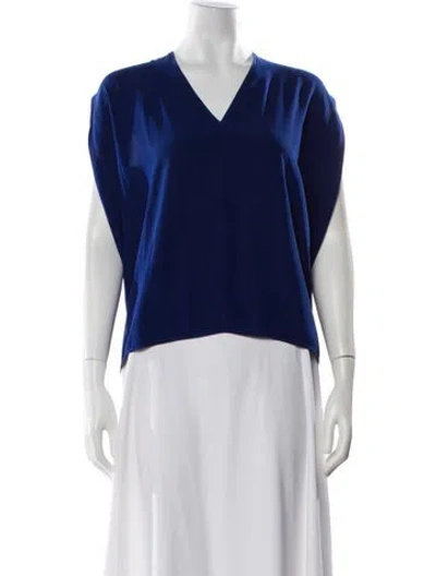 Pre-owned Zero + Maria Cornejo Silk V-neck Top In Blue