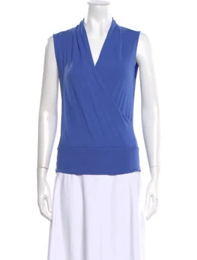 Pre-owned Zero + Maria Cornejo Silk V-neck Top In Blue