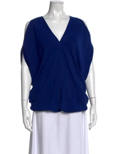 Pre-owned Zero + Maria Cornejo Silk V-neck Top In Blue