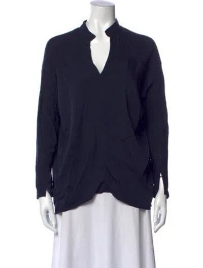 Pre-owned Zero + Maria Cornejo Silk V-neck Top In Blue