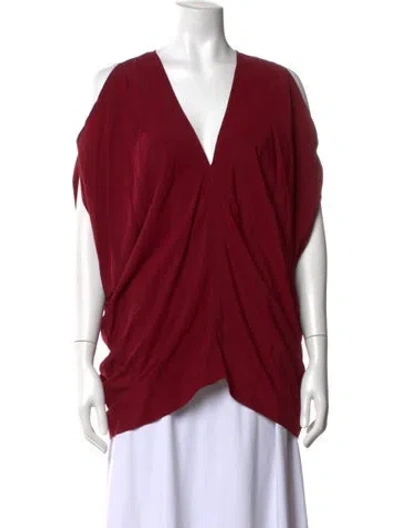 Pre-owned Zero + Maria Cornejo Silk V-neck Top In Burgundy