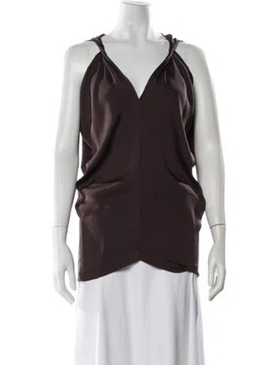 Pre-owned Zero + Maria Cornejo Silk V-neck Top In Gray