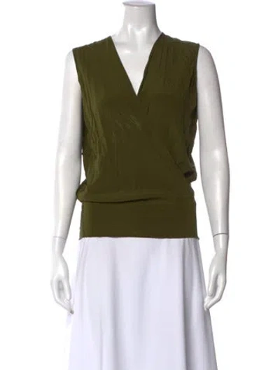 Pre-owned Zero + Maria Cornejo Silk V-neck Top In Green