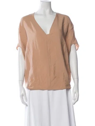 Pre-owned Zero + Maria Cornejo Silk V-neck Top In Neutral