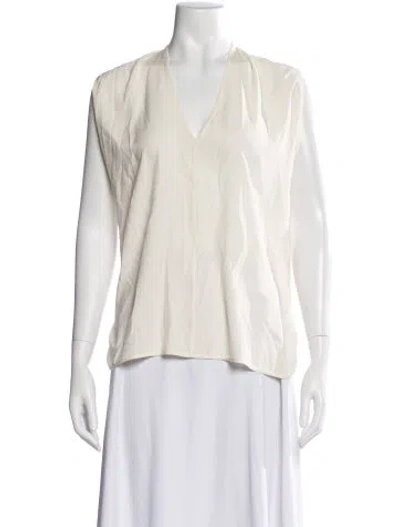 Pre-owned Zero + Maria Cornejo Silk V-neck Top In Neutral