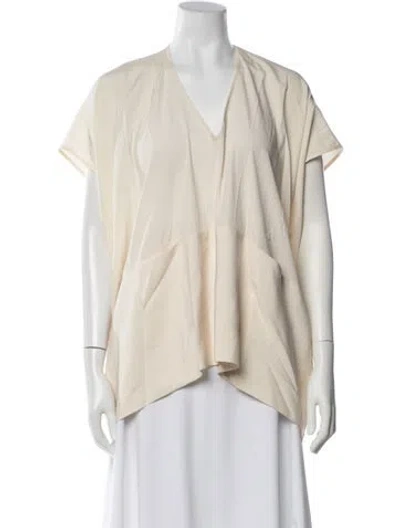 Pre-owned Zero + Maria Cornejo Silk V-neck Top In Neutral