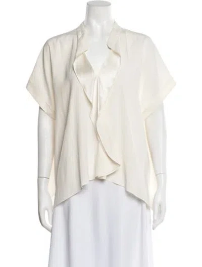 Pre-owned Zero + Maria Cornejo Silk V-neck Top In Neutrals