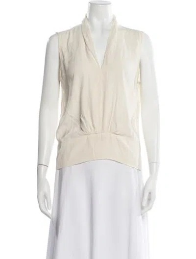 Pre-owned Zero + Maria Cornejo Silk V-neck Top In Neutrals
