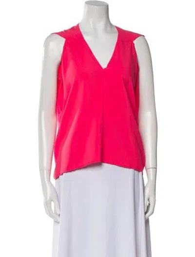 Pre-owned Zero + Maria Cornejo Silk V-neck Top In Pink