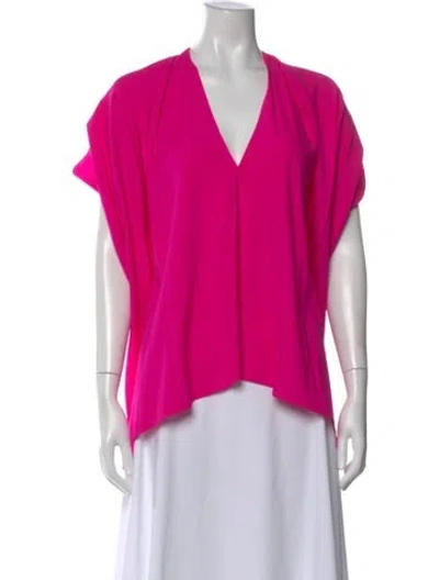Pre-owned Zero + Maria Cornejo Silk V-neck Top In Pink