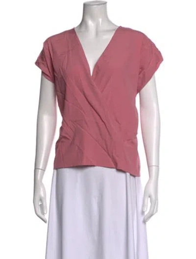 Pre-owned Zero + Maria Cornejo Silk V-neck Top In Red