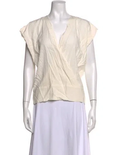 Pre-owned Zero + Maria Cornejo Silk V-neck Top W/ Tags In Neutrals
