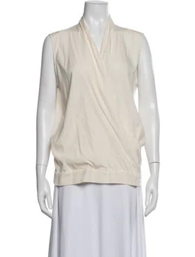 Pre-owned Zero + Maria Cornejo Silk V-neck Top W/ Tags In White