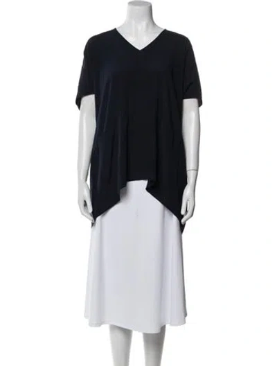 Pre-owned Zero + Maria Cornejo Silk V-neck T-shirt In Blue