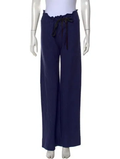 Pre-owned Zero + Maria Cornejo Silk Wide Leg Pants In Blue