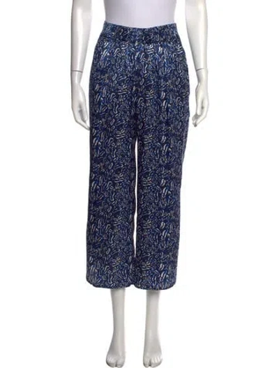 Pre-owned Zero + Maria Cornejo Silk Wide Leg Pants In Blue