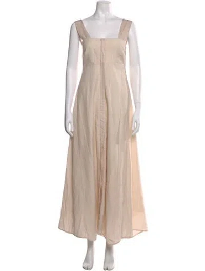 Pre-owned Zero + Maria Cornejo Square Neckline Long Dress In Neutral