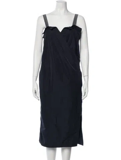 Pre-owned Zero + Maria Cornejo Square Neckline Midi Length Dress In Blue
