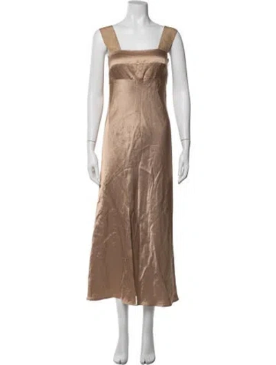 Pre-owned Zero + Maria Cornejo Square Neckline Midi Length Dress In Neutrals