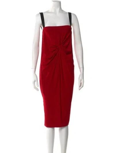 Pre-owned Zero + Maria Cornejo Square Neckline Midi Length Dress In Red