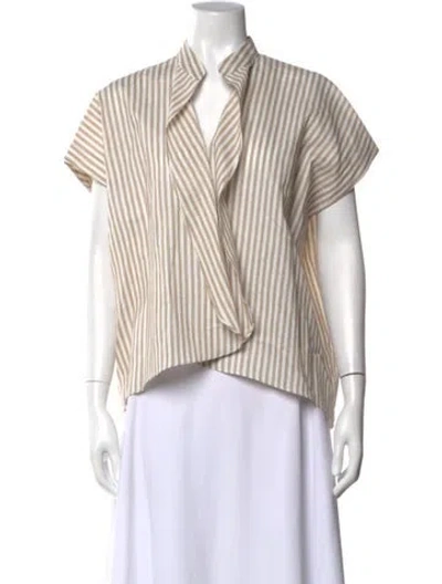 Pre-owned Zero + Maria Cornejo Striped Asymmetrical Top In White