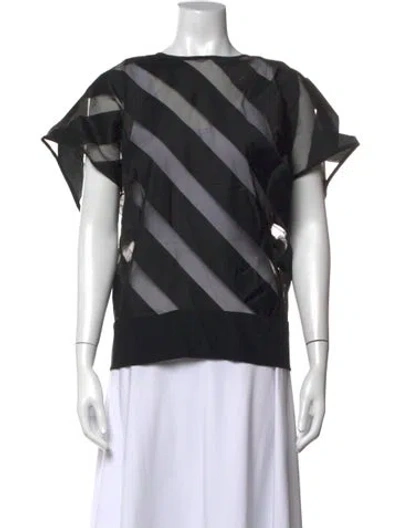 Pre-owned Zero + Maria Cornejo Striped Crew Neck T-shirt In Black