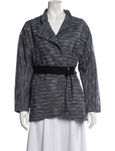 Pre-owned Zero + Maria Cornejo Striped Jacket In Blue