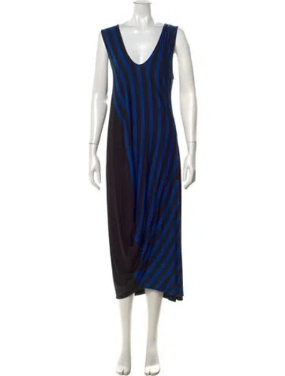 Pre-owned Zero + Maria Cornejo Striped Long Dress In Black