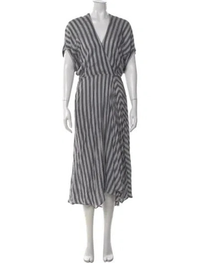 Pre-owned Zero + Maria Cornejo Striped Long Dress In Blue