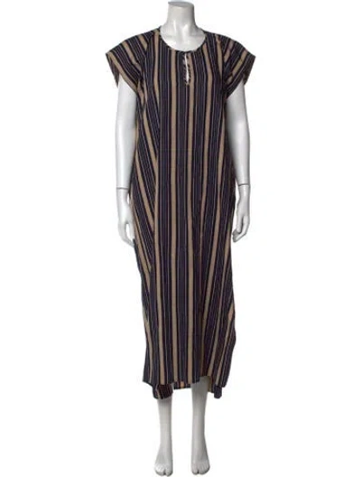 Pre-owned Zero + Maria Cornejo Striped Long Dress In Blue/neutrals